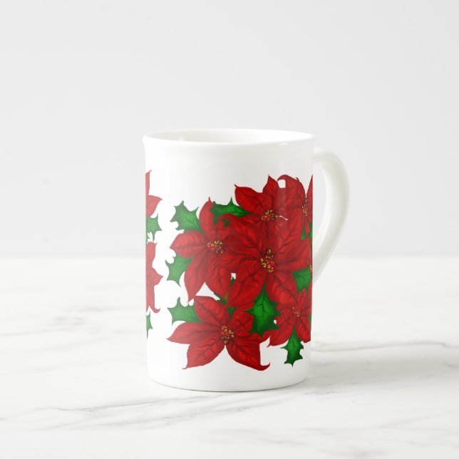 Tasse de Noël de porcelaine tendre (Devant droit)