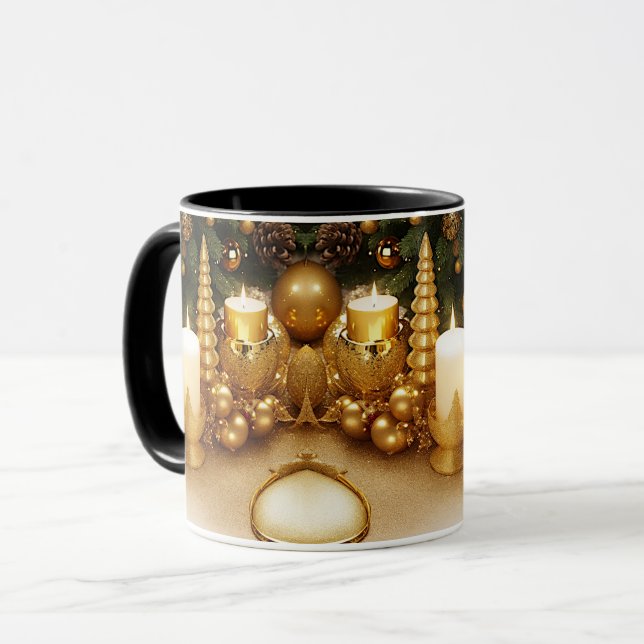 Tasse de Noël des Fêtes en Or (Devant gauche)