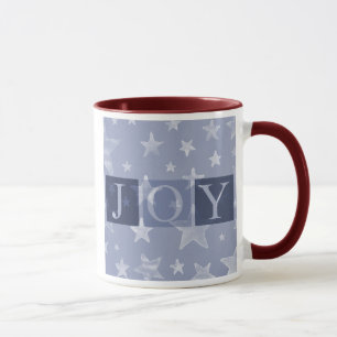 Tasse de Noël d'étoiles bleues de joie