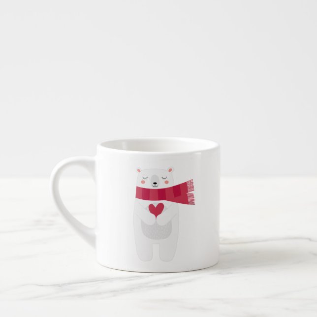 Tasse de Noël du coeur de l'ours blanc (Gauche)