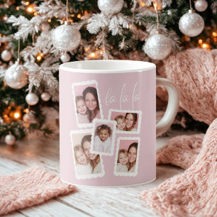 Tasse de Noël «Fa La La» Rose Moderne avec Multi P
