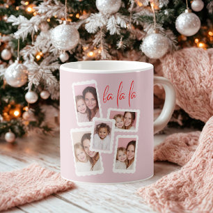 Tasse de Noël «Fa La La» rose moderne multi-photos