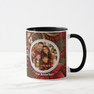 Tasse de Noël Message Photo de Famille Floral Crim
