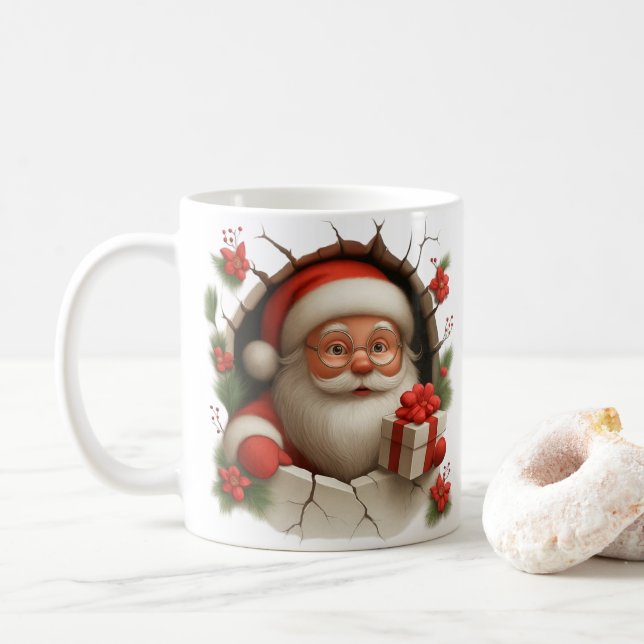 Tasse de Noël percée du Père Noël (Avec donut)