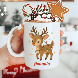 Tasse de Noël personnalisée avec rennes fantaisist