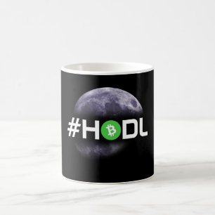Tasse de noir d'argent liquide de Bitcoin de lune