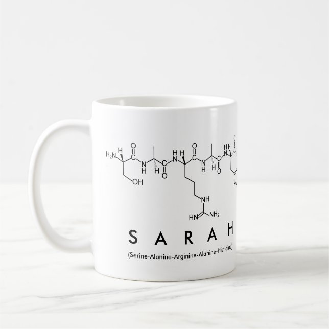 Tasse de nom de peptide de Sarah (Gauche)