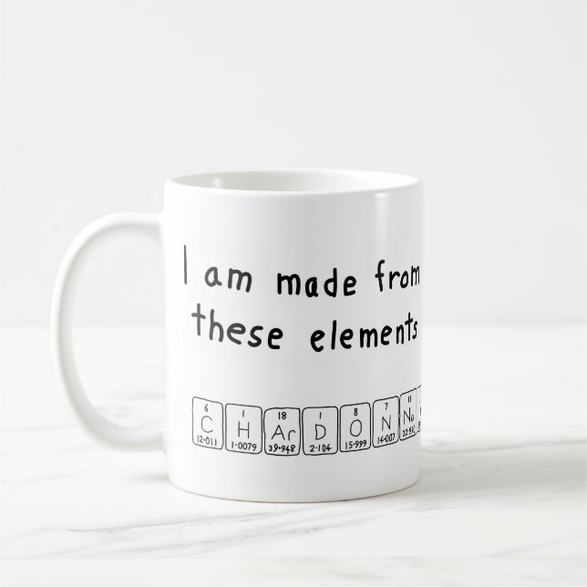 Tasse de nom de table périodique de Chardonnay (Gauche)