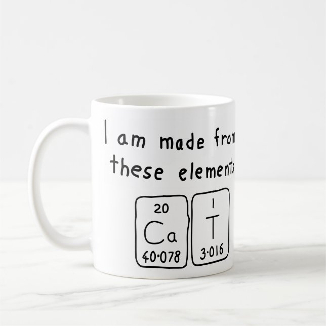 Tasse de nom de table périodique de chat (Gauche)