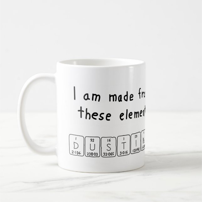 Tasse de nom de table périodique de Dustin (Gauche)