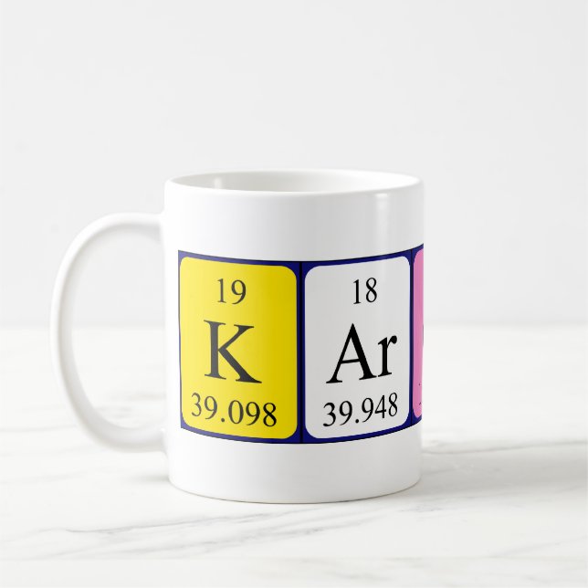 Tasse de nom de table périodique de Karolina (Gauche)