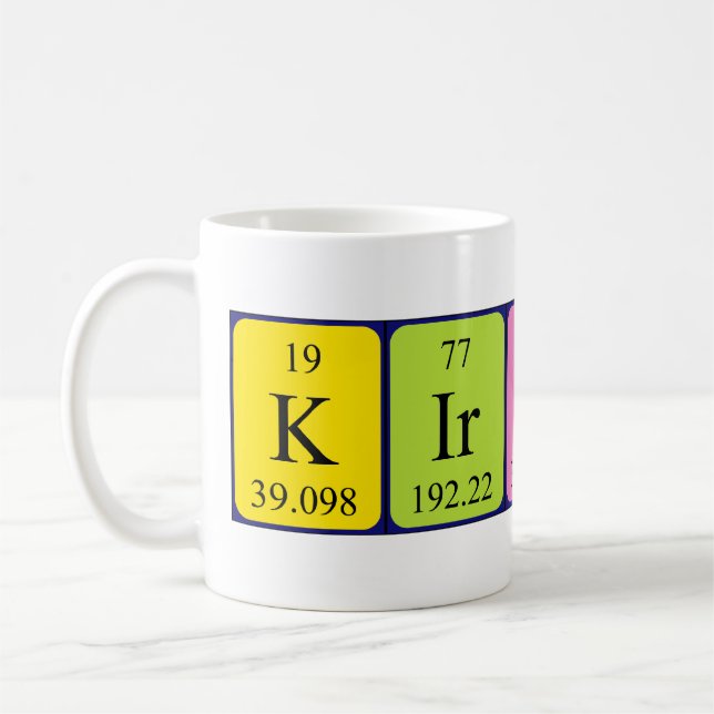 Tasse de nom de table périodique de Kirsty (Gauche)