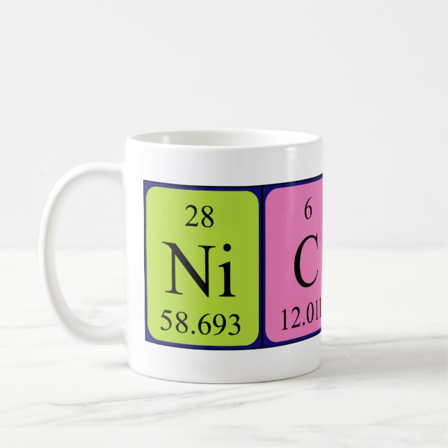 Tasse de nom de table périodique de Nicki (Gauche)