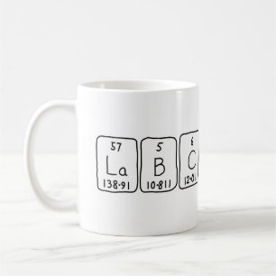 Tasse de nom de table périodique de poussin de