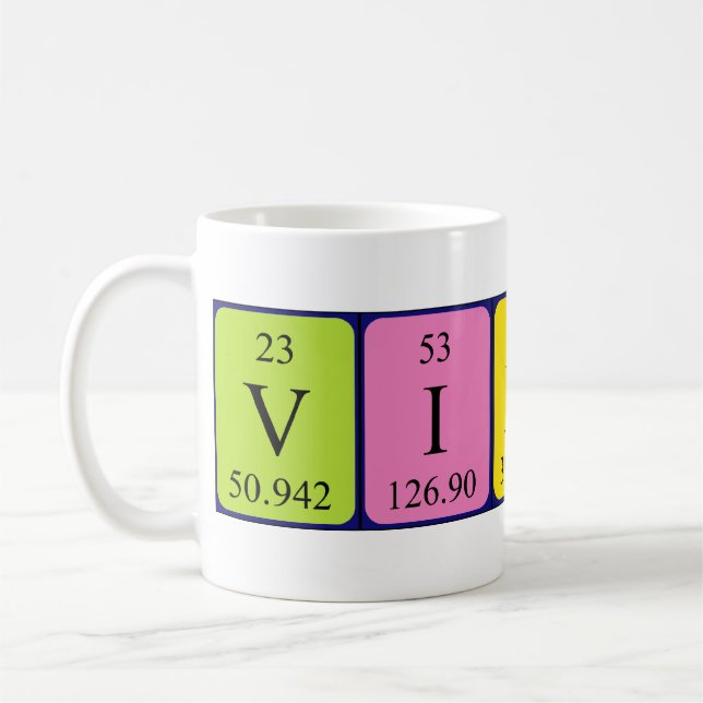Tasse de nom de table périodique de Vikki (Gauche)