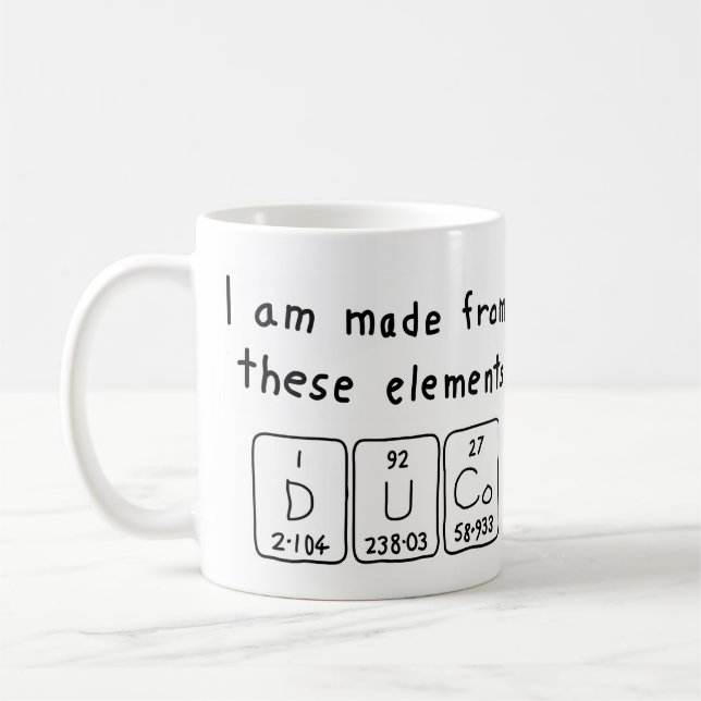 Tasse de nom de table périodique Duco (Gauche)