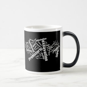 Tasse de nuage de mot d'archéologie : blanc sur l