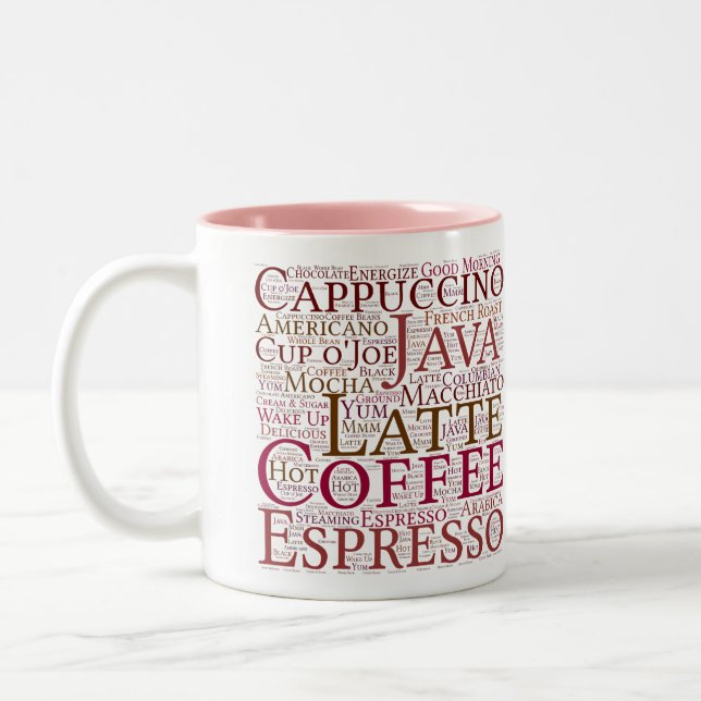 Tasse de nuage de mot de la typographie de l'amant (Gauche)