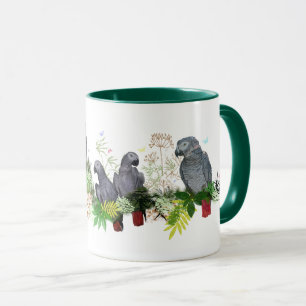 Tasse de partie de perroquet de gris africain