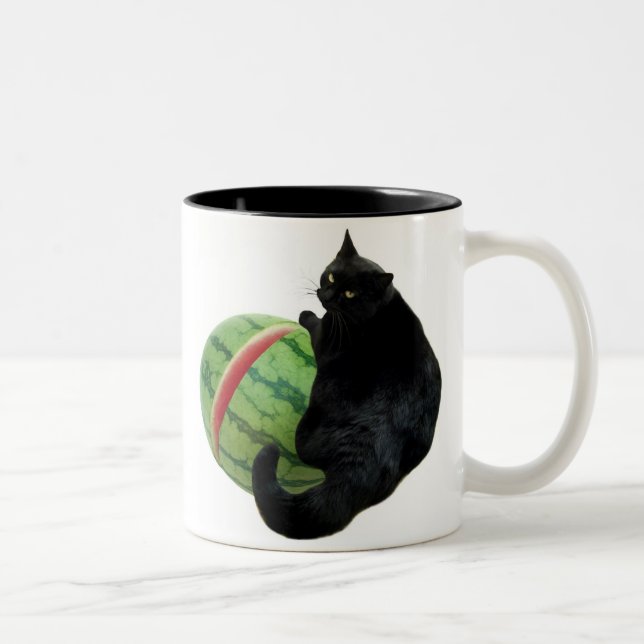 Tasse de pastèque de chat noir (Droit)