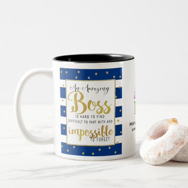 TASSE de PATRON - marine et or de PATRON de MERCI (Avec donut)