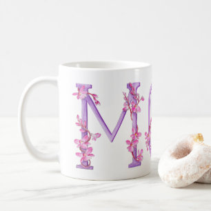 Tasse de peinture d'art d'orchidée des textes de