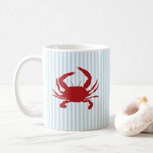 Tasse de peinture nautique de crabe rouge rayure b