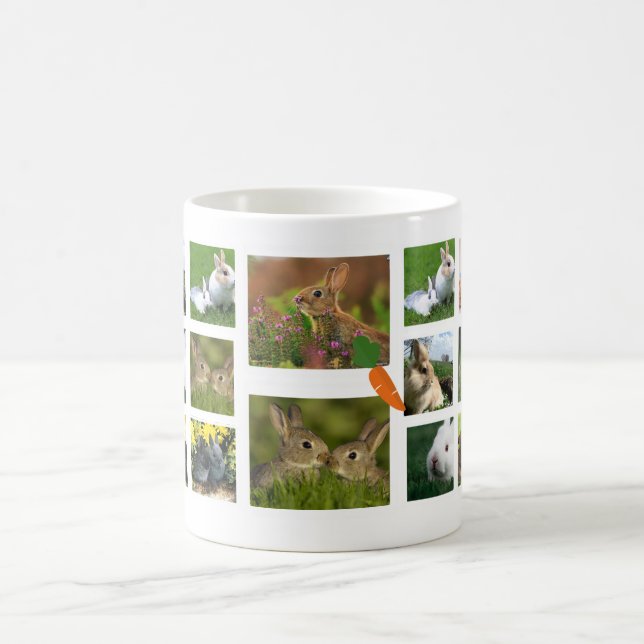Tasse de photo de collage de lapin (ronde) (Centre)