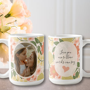Tasse de photo florale personnalisée – Message mod