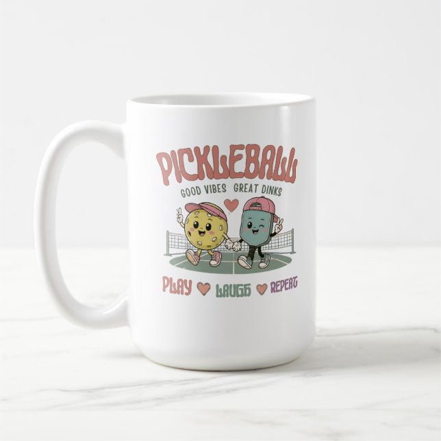 Tasse de pickleball « Play Laugh Repeat » | Image  (Gauche)