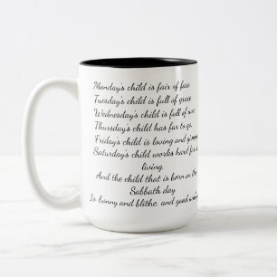 Tasse de poème de l'enfant de lundi
