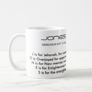 Tasse de poème de nom de famille de Jones