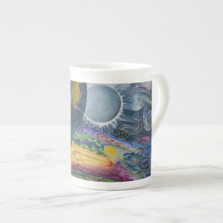 Tasse de porcelaine d'édition limitée, aquarelle