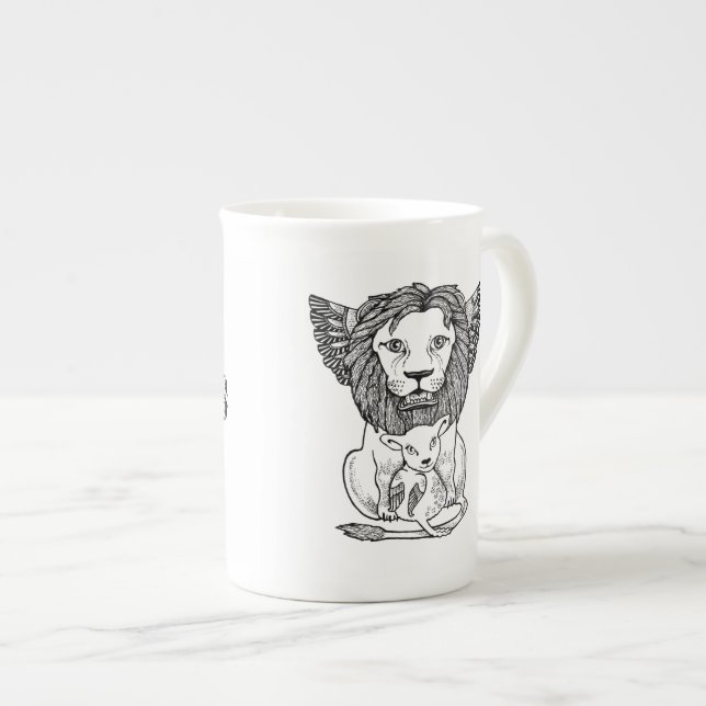 Tasse de porcelaine tendre de lion et de fuite (Devant droit)