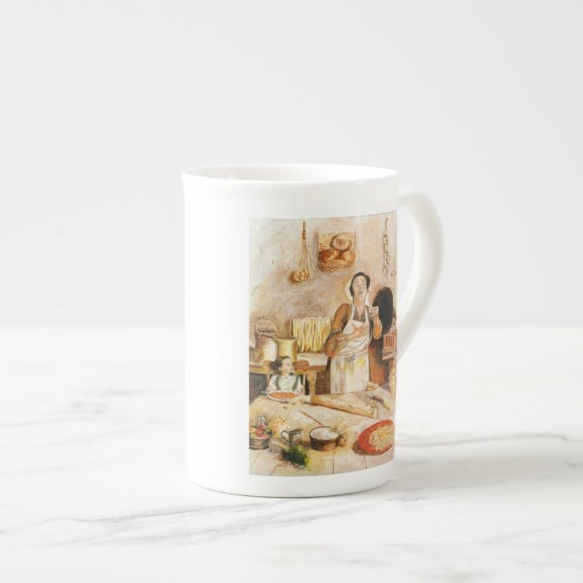 Tasse de porcelaine tendre, la "cuisine de la (Devant droit)