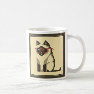 Tasse de port d'art de pixel en verre de chat