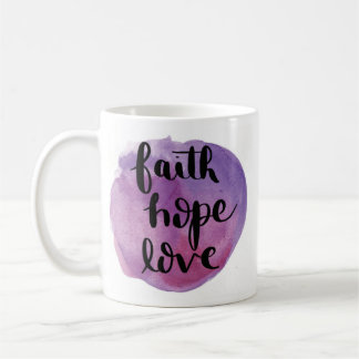Tasse de pourpre d'aquarelle d'amour d'espoir de