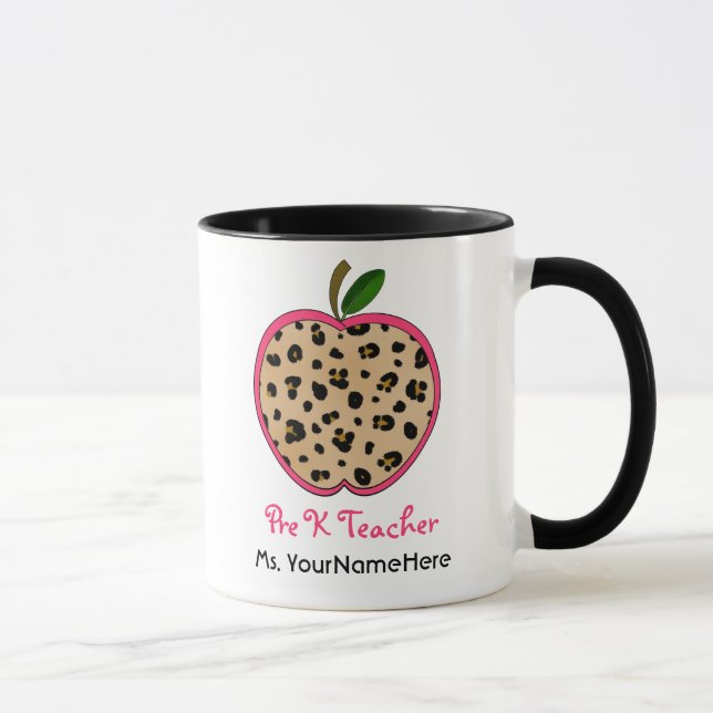 Tasse de professeur pré K d'empreinte de léopard (Droite)
