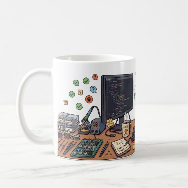 Tasse de programmeur de chat chasseur de bogue (Gauche)