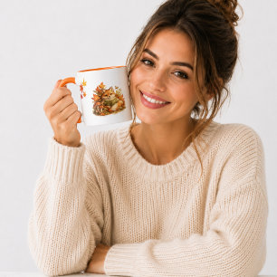 Tasse de renard mignon d'automne lisant un livre