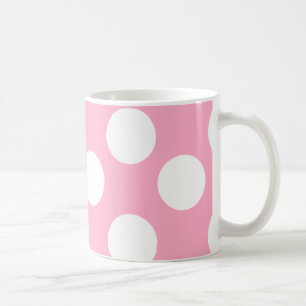 Tasse de rose et blanche grande de polka de point