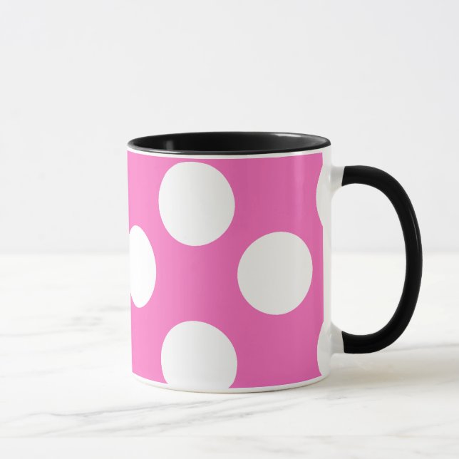 Tasse de rose et blanche grande de polka de point (Droite)