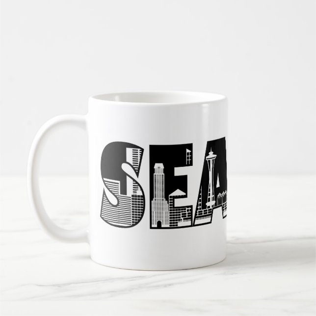 Tasse de silhouette d'horizon de ville de Seattle (Gauche)
