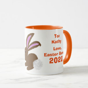 Tasse de souvenir d'oeufs de lapin de Pâques Perso