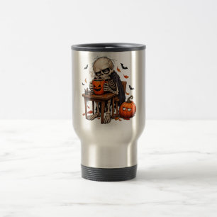 Tasse de Squelette Buvant une Citrouille Halloween