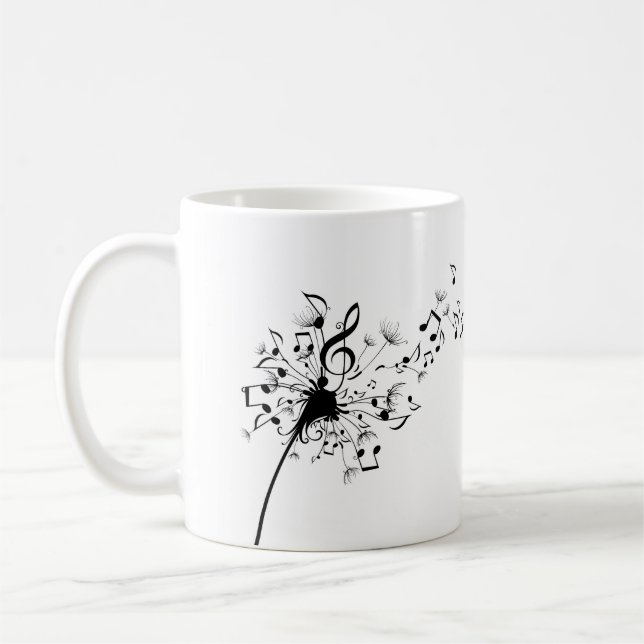 Tasse de symboles de musique de pissenlit (Gauche)