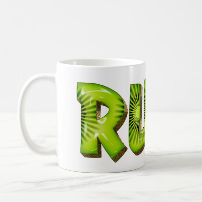 Tasse de thé de style Kiwi personnalisée au nom de (Gauche)