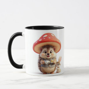 Tasse de thé féerique avec hérisson et lapin de la