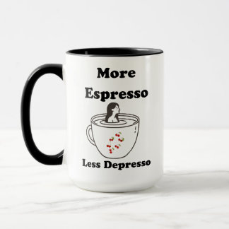 Tasse de thé plus d'espresso moins de dépresso