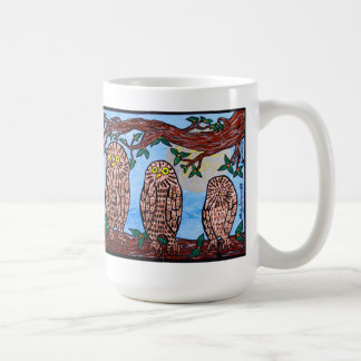 Tasse de trois hiboux